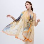 Organza Scarf - Bird on Branch Cream - Wholesale Silk Scarf Supplier
