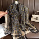 Organza Scarf - Cashew Yellow Black - Wholesale Silk Scarf Supplier