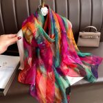 Organza Scarf - Colorful Feathers - Wholesale Silk Scarf Supplier