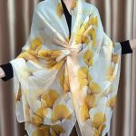 Organza Scarf - Green Ginkgo Leaf