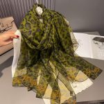 Organza Scarf - Green Leopard Print - Wholesale Silk Scarf Supplier