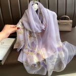 Organza Scarf - Light Purple Flower - Wholesale Silk Scarf Supplier