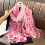Organza Scarf - Pink Small Rose - Wholesale Silk Scarf Supplier
