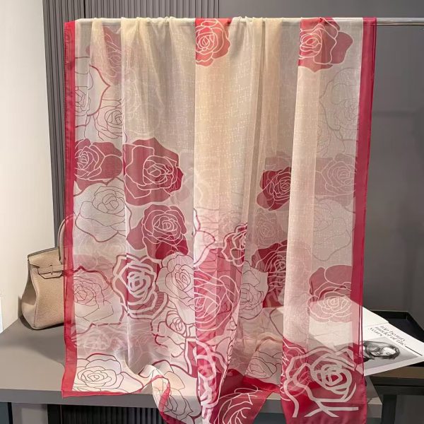 Organza Scarf - Rose Silhouette