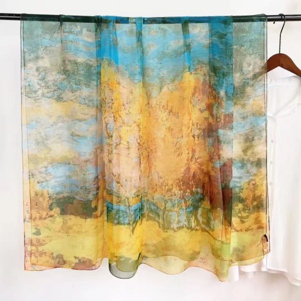Organza Scarf - White Birch Forest