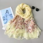Organza Scarf - Yellow Base Floral - Wholesale Silk Scarf Supplier