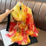Organza Scarf - Yellow Peony - Wholesale Silk Scarf Supplier