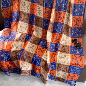 Organza Scarf - Butterfly Blue Orange