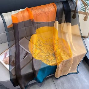 Organza Scarf - Large Begonia Silhouette