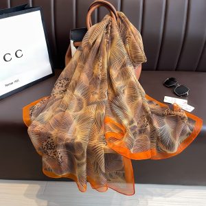 Organza Scarf - Yellow Hydrangea Silhouette