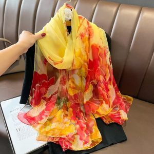 Organza Scarf - Yellow Peony