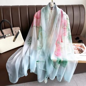 Organza Scarf - Lake Blue Lotus