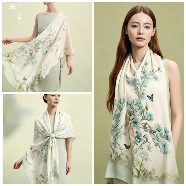 Satin Scarf - Butterfly Brown Orange (1)