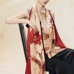 1pc Women's 100% Polyester Red Flower Oblong Scarf For Daily Wear