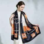 1PC Women's Polyester Satin Orange Belt Scarf