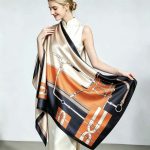 1PC Women's Polyester Satin Orange Belt Scarf