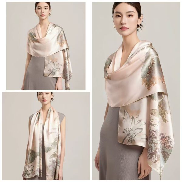 1PC Women's Polyester Woven Scarf In Light Pink