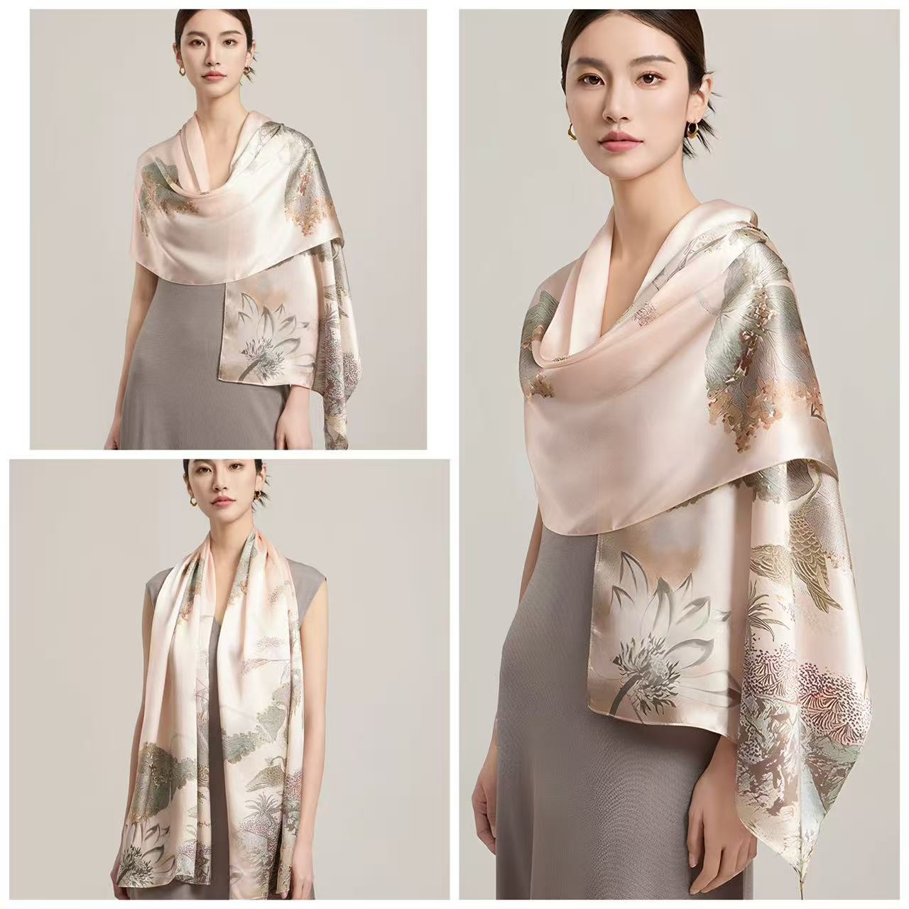 Wholesale Custom Polyester Satin Light Pink Scarf | OEM ODM Service