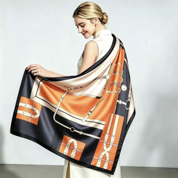 1PC Women's Polyester Satin Orange Belt Scarf