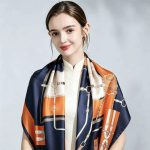1PC Women's Polyester Satin Orange Belt Scarf