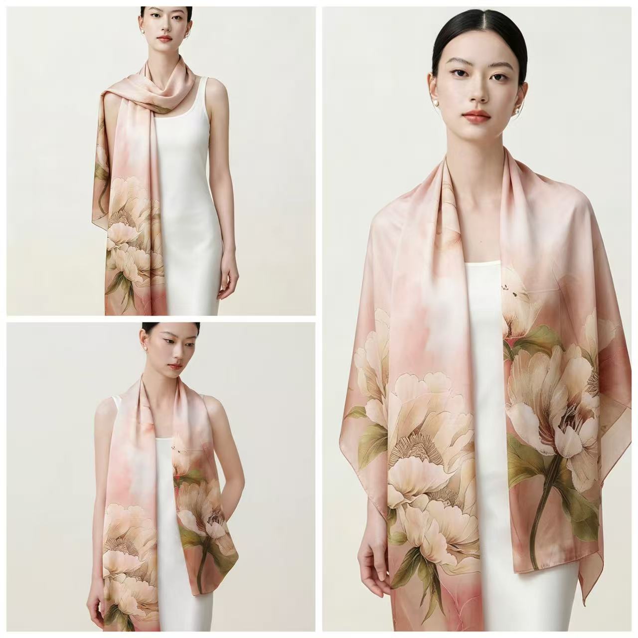 Factory Direct Polyester Satin Light Pink Scarf | Fast Sampling