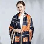 1PC Women's Polyester Satin Orange Belt Scarf