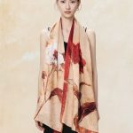 1pc Women's 100% Polyester Red Flower Oblong Scarf For Daily Wear