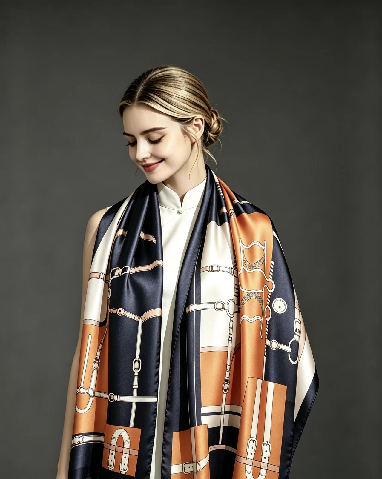 Custom Polyester Satin Orange Belt Scarf | China Factory