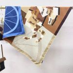 [ Geometric Carriage Collage ] 100% Real Silk Twill 90x90cm - 77g (with Pack) Square Scarf Wholesale