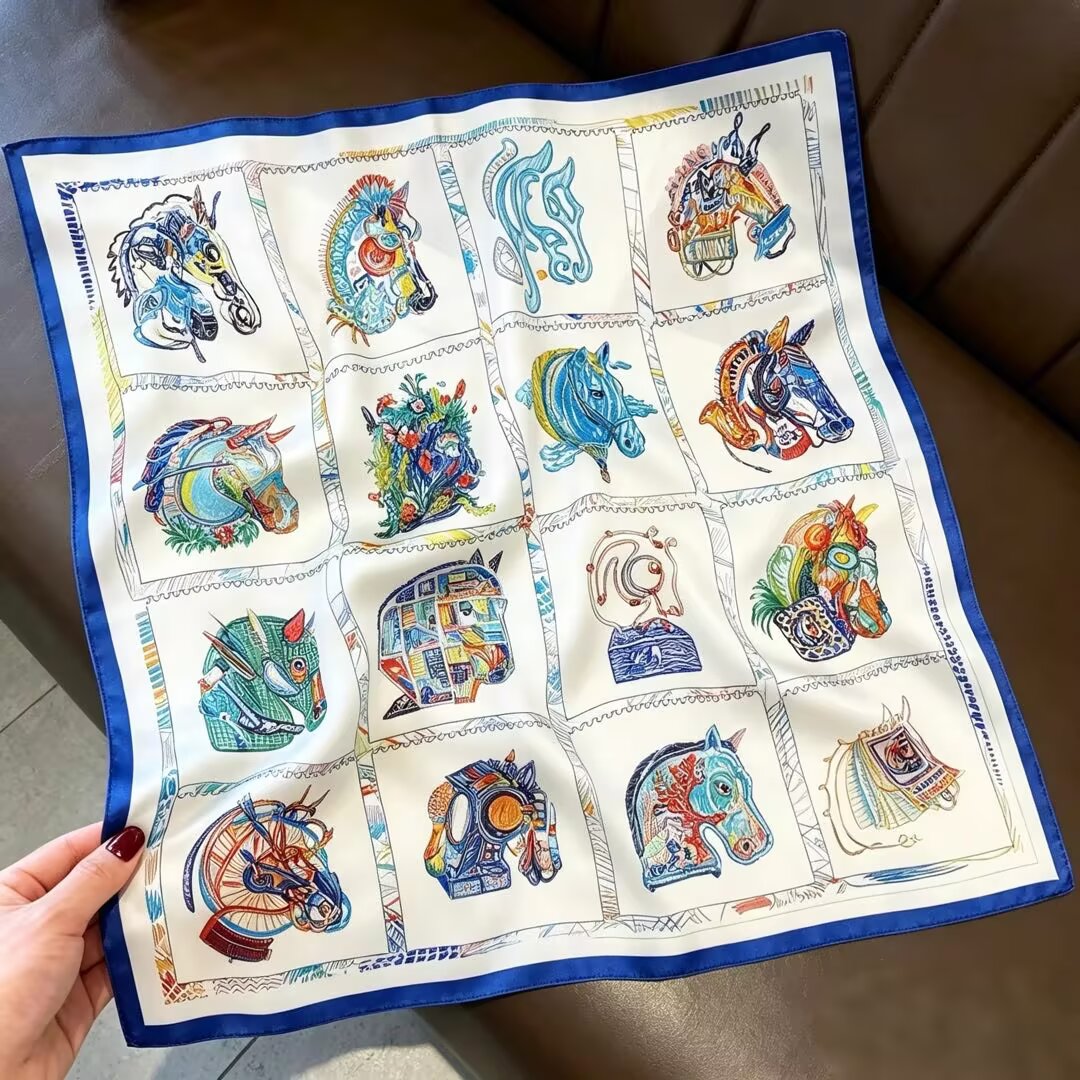 [ Chevaloscope ] 100% Real Silk Bandana 53x53cm - Premium 22g Mulberry Silk Square Scarf