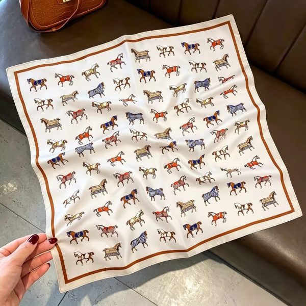 [ Equine Ensemble ] 100% Real Silk Bandana 53x53cm - Premium 22g Mulberry Silk Square Scarf