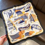 [ Nautical Regatta ] 100% Real Silk Bandana 53x53cm - Premium 22g Mulberry Silk Square Scarf