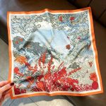[ Botanical Sea ] 100% Real Silk Bandana 53x53cm - Premium 22g Mulberry Silk Square Scarf