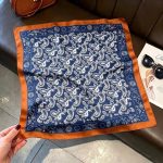[ Royal Paisley Amber ] 100% Real Silk Bandana 53x53cm - Premium 22g Mulberry Silk Square Scarf