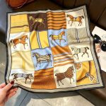 [ Equestrian Patchwork ] 100% Real Silk Bandana 53x53cm - Premium 22g Mulberry Silk Square Scarf