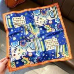 [ Bohemian Tile ] 100% Real Silk Bandana 53x53cm - Premium 22g Mulberry Silk Square Scarf