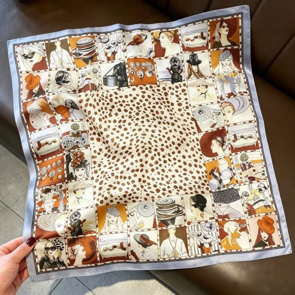 [ Vintage Salon ] 100% Real Silk Bandana 53x53cm - Premium 22g Mulberry Silk Square Scarf