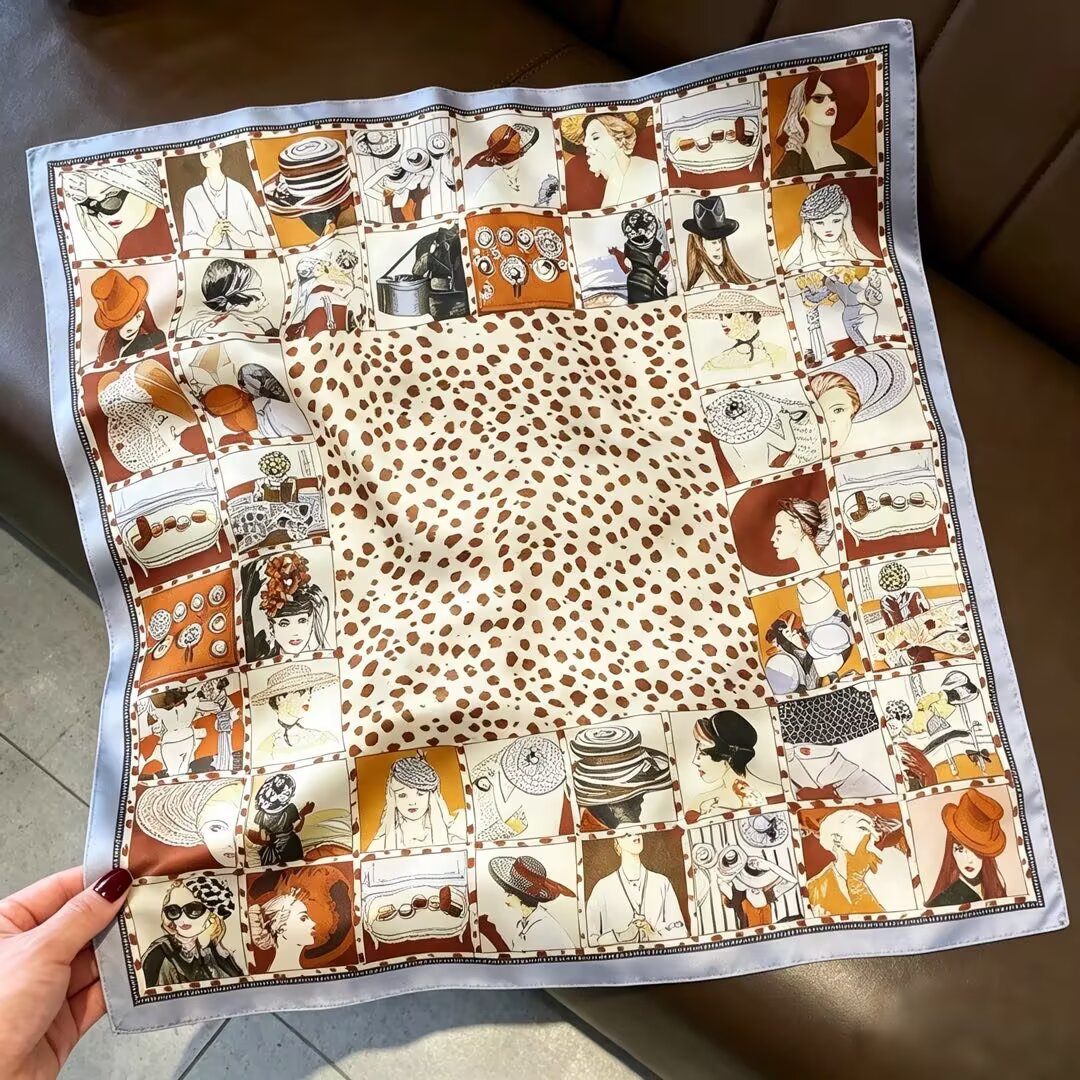 [ Vintage Salon ] 100% Real Silk Bandana 53x53cm - Premium 22g Mulberry Silk Square Scarf