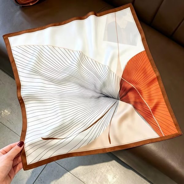 [ Abstract Ginkgo ] 100% Real Silk Bandana 53x53cm - Premium 22g Mulberry Silk Square Scarf