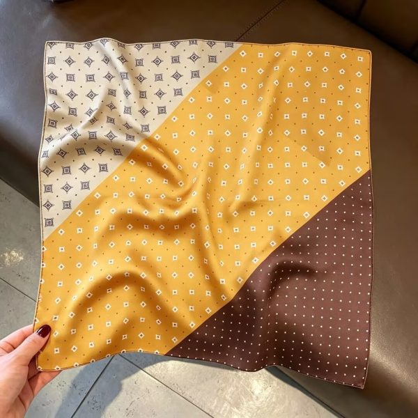 [ Monogram Split ] 100% Real Silk Bandana 53x53cm - Premium 22g Mulberry Silk Square Scarf