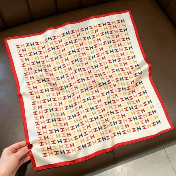 [ Graphic Letter Monogram ] 100% Real Silk Bandana 53x53cm - Premium 22g Mulberry Silk Square Scarf