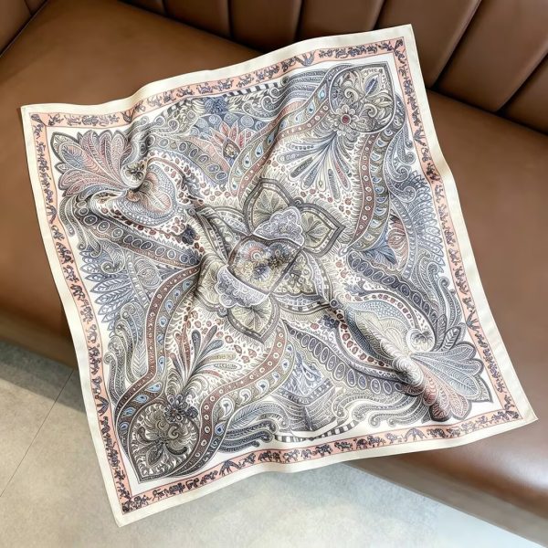[ Baroque Paisley Imperial ] 100% Real Silk Bandana 53x53cm - Premium 22g Mulberry Silk Square Scarf