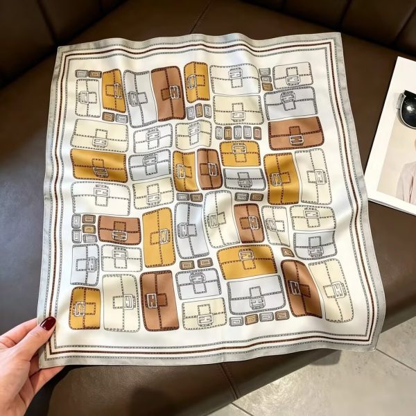 [ Vintage Handbag Sketch ] 100% Real Silk Bandana 53x53cm – Premium 22g Mulberry Silk Square Scarf