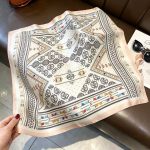 [ Retro Totem Geometric ] 100% Real Silk Bandana 53x53cm – Premium 22g Mulberry Silk Square Scarf