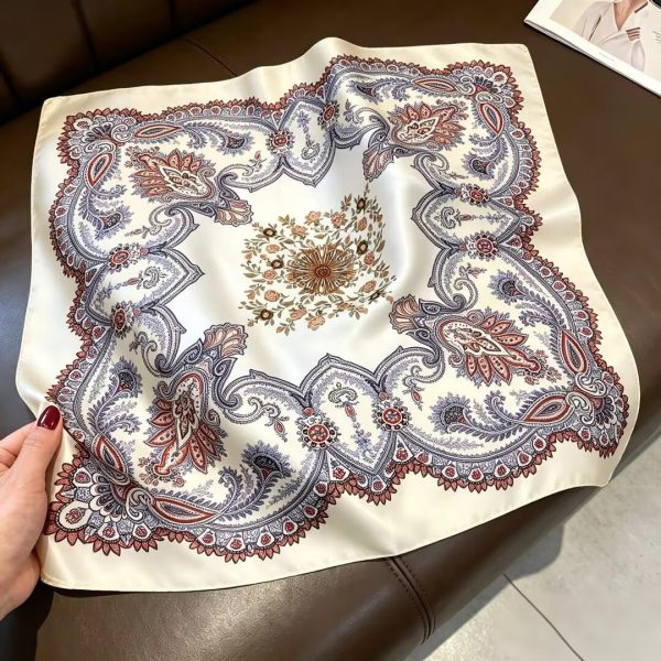 [ Antique Palace Paisley ] 100% Real Silk Bandana 53x53cm – Premium 22g Mulberry Silk Square Scarf