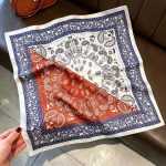 [ Split Tone Royal Paisley ] 100% Real Silk Bandana 53x53cm – Premium 22g Mulberry Silk Square Scarf