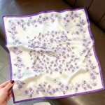 [ Romantic Lavender Blossom ] 100% Real Silk Bandana 53x53cm – Premium 22g Mulberry Silk Square Scarf