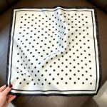 [ Classic Retro Polka Dot ] 100% Real Silk Bandana 53x53cm – Premium 22g Mulberry Silk Square Scarf