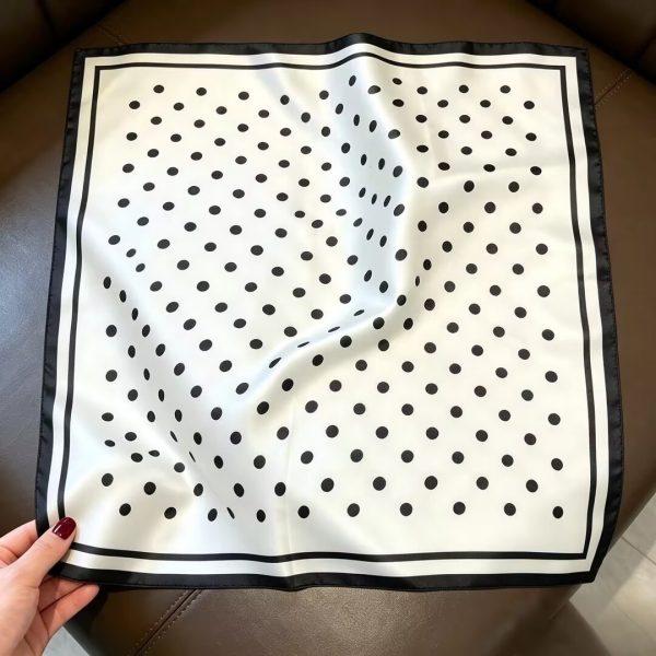 [ Classic Retro Polka Dot ] 100% Real Silk Bandana 53x53cm – Premium 22g Mulberry Silk Square Scarf