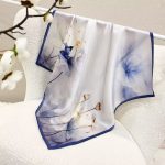 [ Zen Ink Lotus Blossom ] 100% Real Silk Bandana 70x70cm – Premium 33g Mulberry Silk Square Scarf